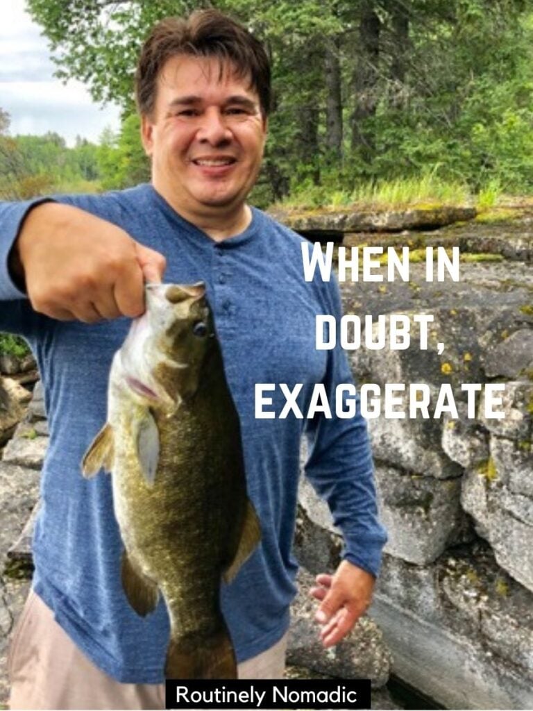 Man holding fish with funny fishing sayings