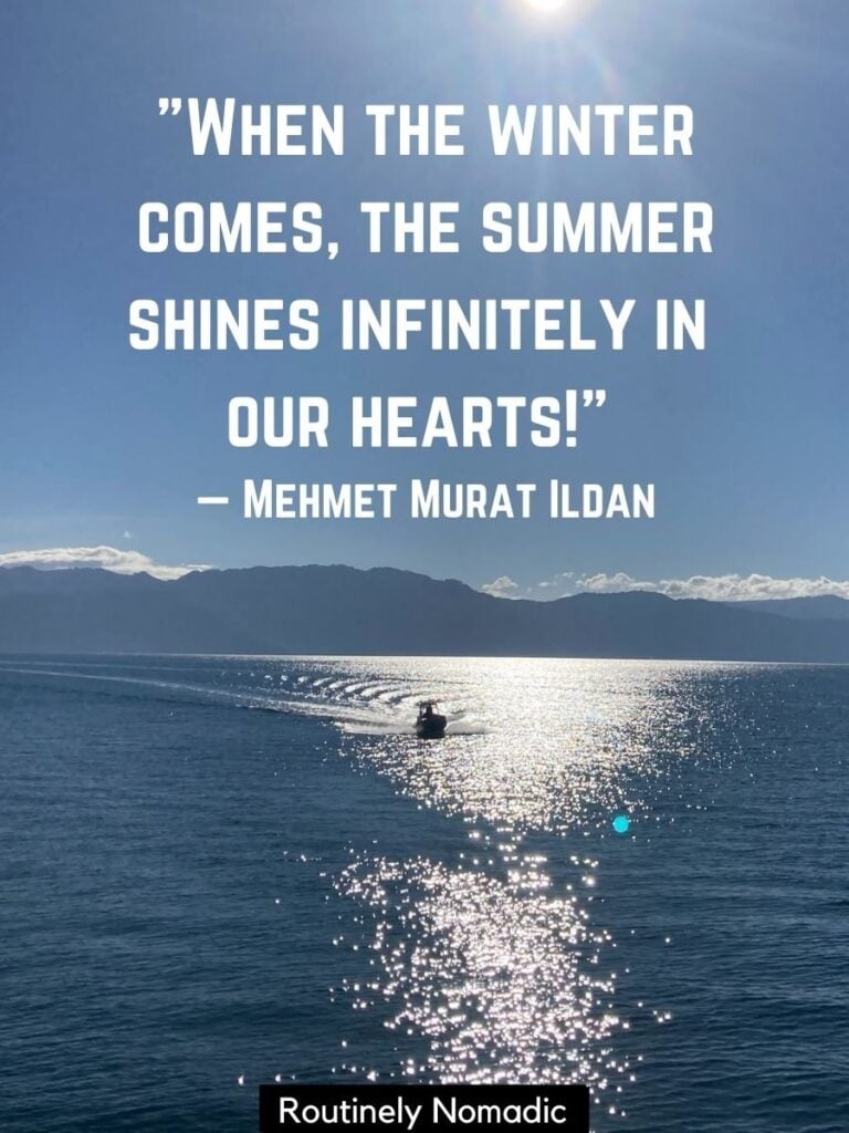 Sun shining on lake with last ending summer quotes by Ildan