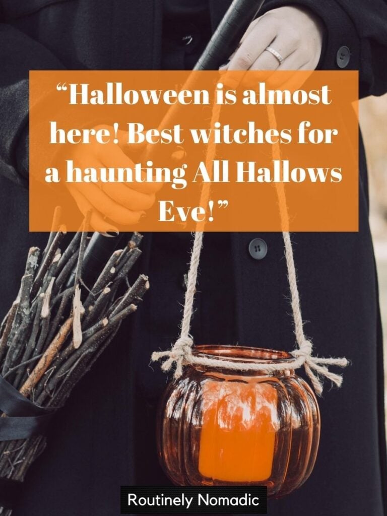 Holding a candle with Halloween wishes
