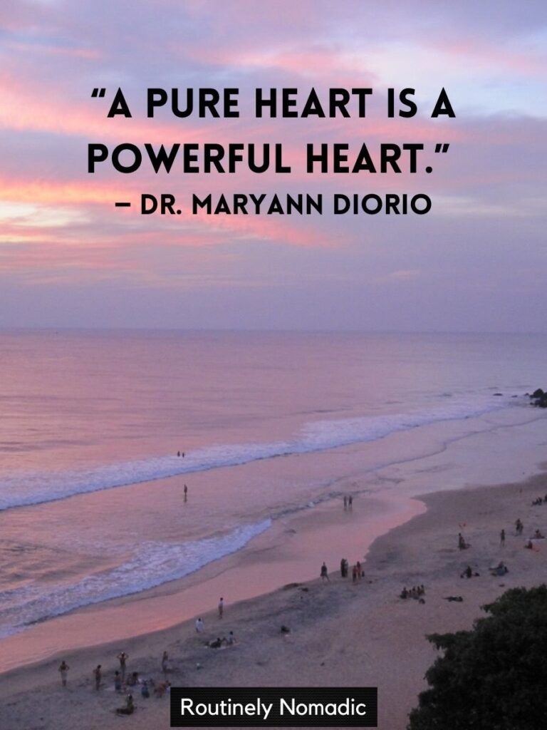 Sunset on a beach wtih powerful short quotes by Diorio