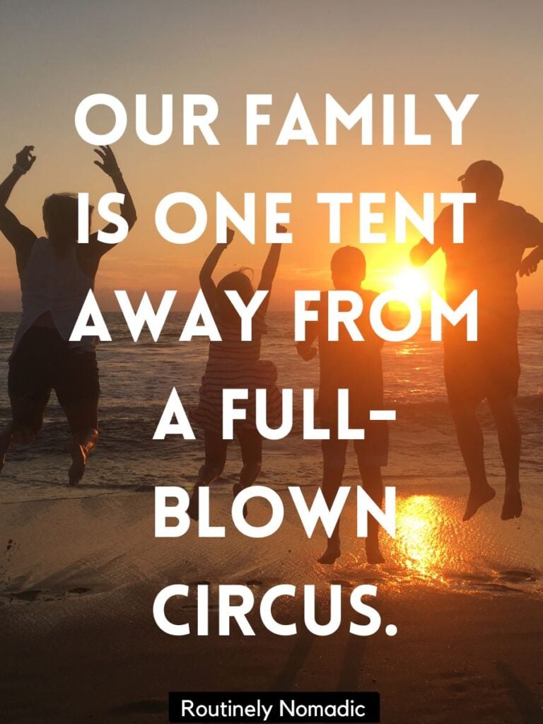 Family on beach with funny family captions for Instagram