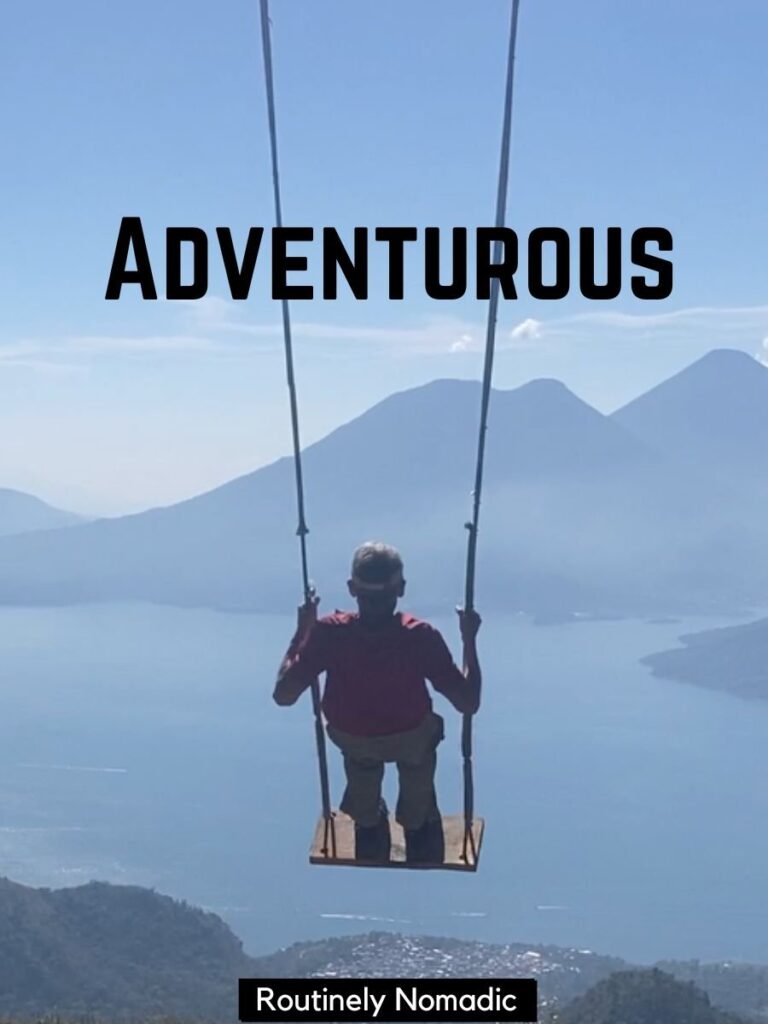 Person on swing with best one word captions