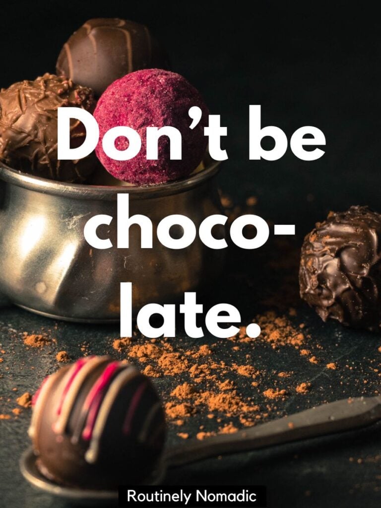 Chocolate balls with chocolate puns