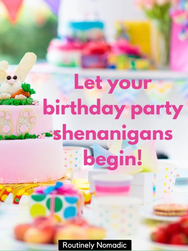 Cake with funny birthday party captions