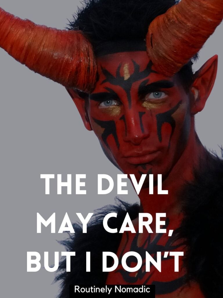 Person with devil captions