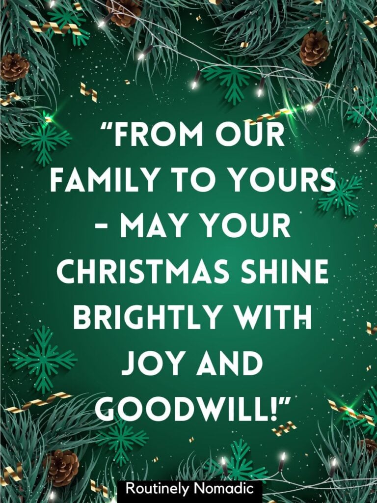 Decorations with from our family to your Christmas card wishes