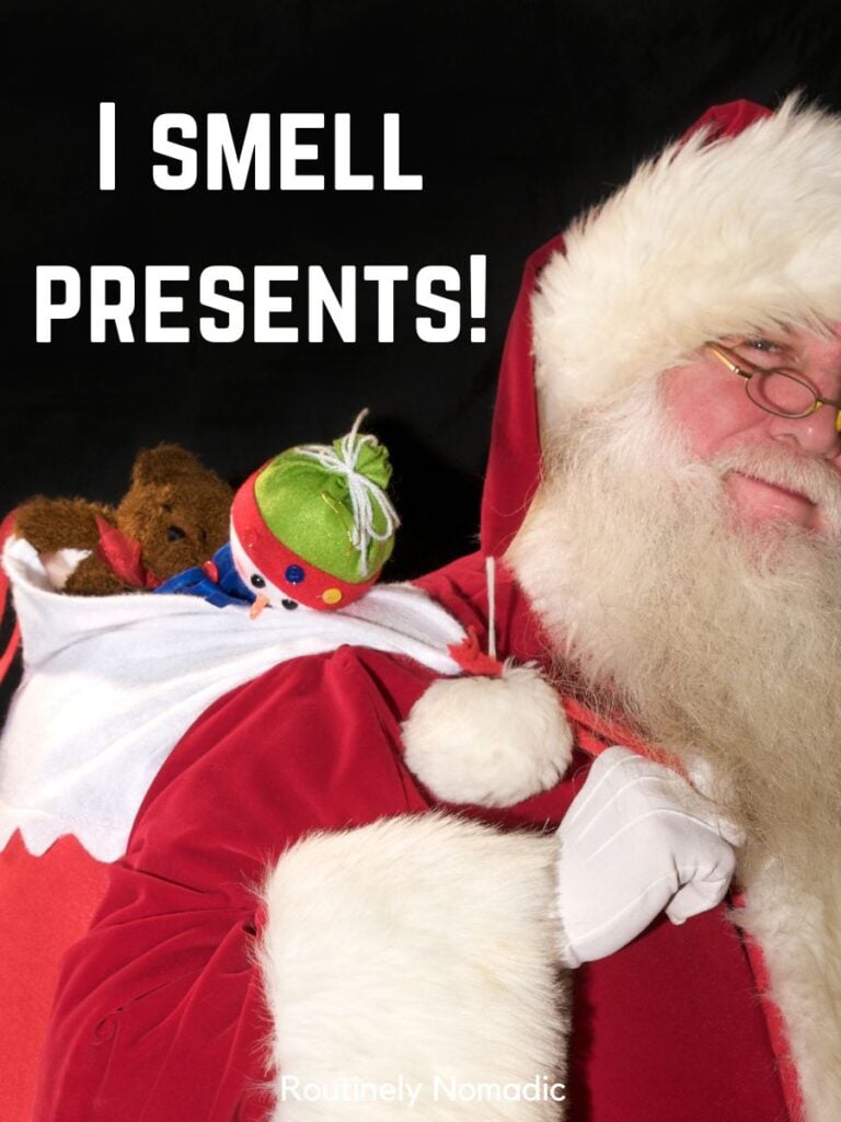 Santa with short captions about Santa Claus