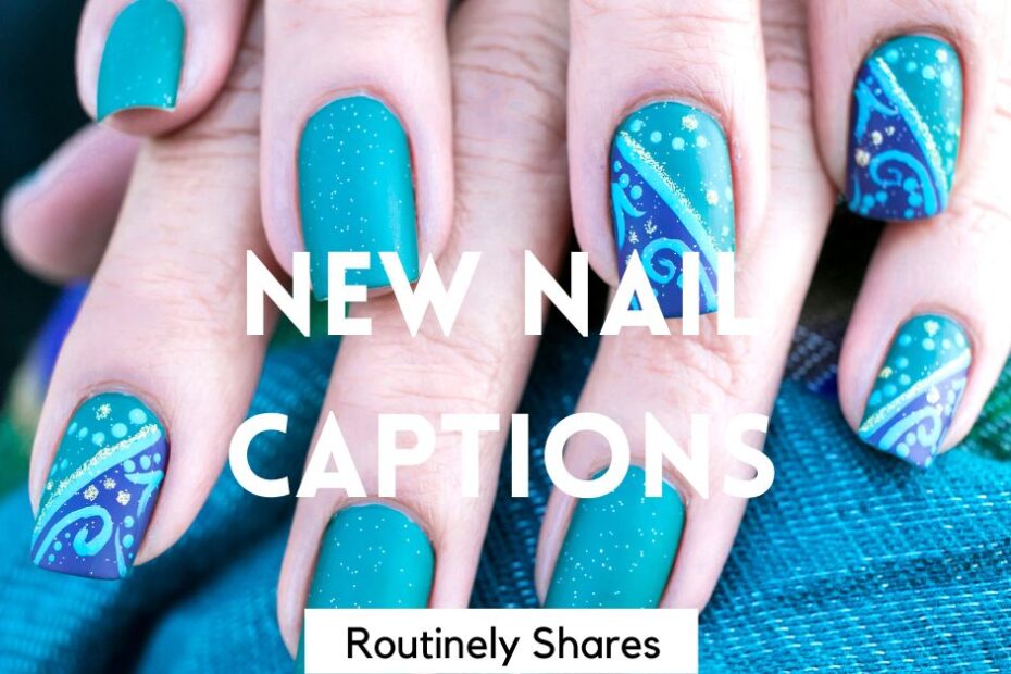 Hands with Instagram captions nails