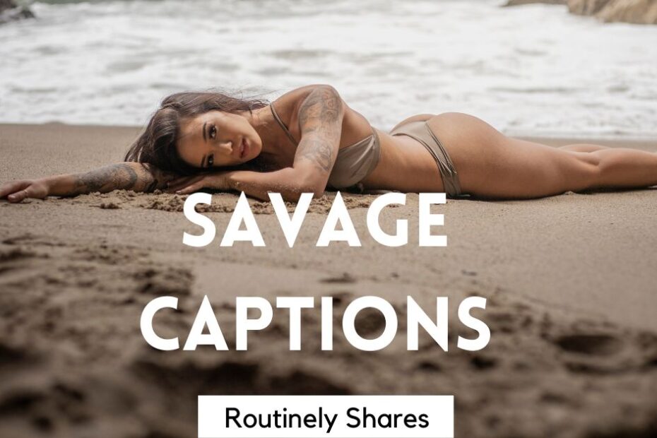 Person on beach with instagram captions savage