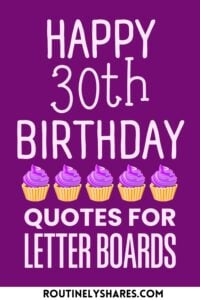 The words happy 30th birthday quotes for letter boards